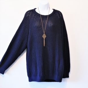 MALO 100% Italian Silk Blue Large Knit Sweater